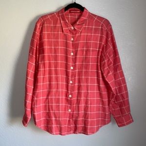 Gloria Vanderbilt Coral Plaid Shirt